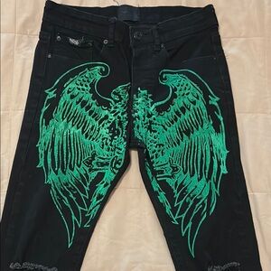 Mackeen Men’s Green and Black Skinny Jeans